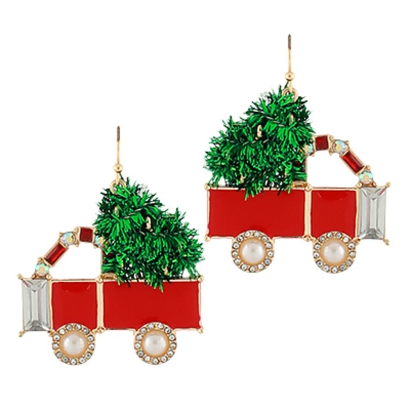 Christmas Wagon Earrings - Picture 1 of 2